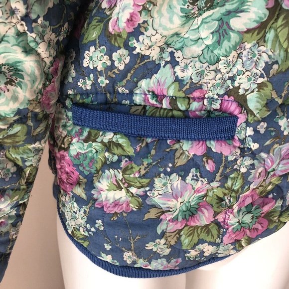Vintage GEIGER AUSTRIA QUILTED JACKET BLUE FLORAL 36 S SM Small - Picture 5 of 9